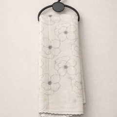 Women's Off White Floral Thread Work Scarf