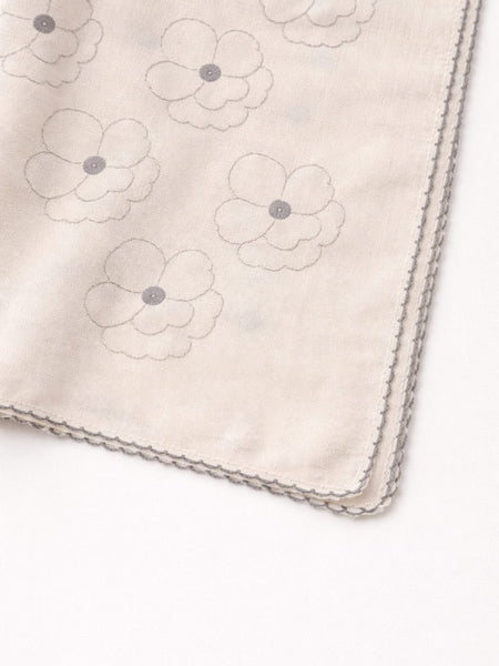 Women's Off White Floral Thread Work Scarf