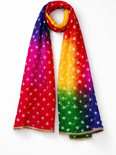 Premium Silk Multicolor Bandhani Dupatta for Women