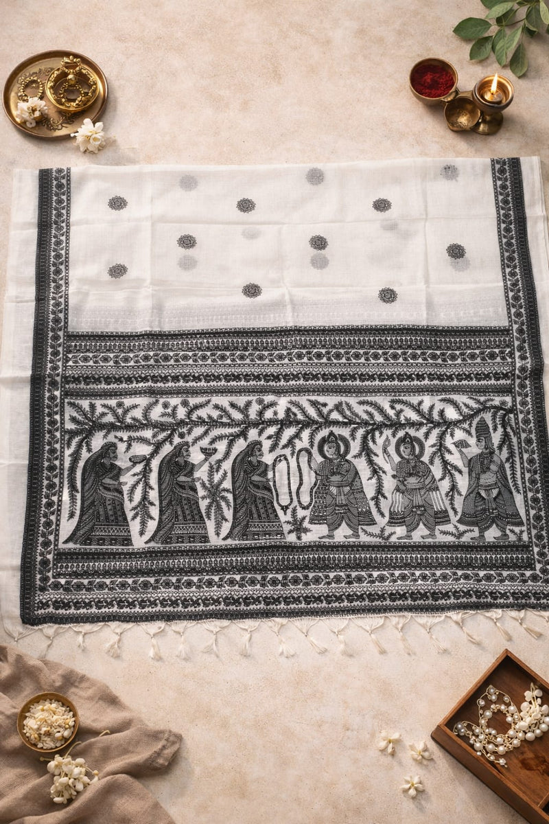Kalamkari Printed Art Silk Dupatta for Women