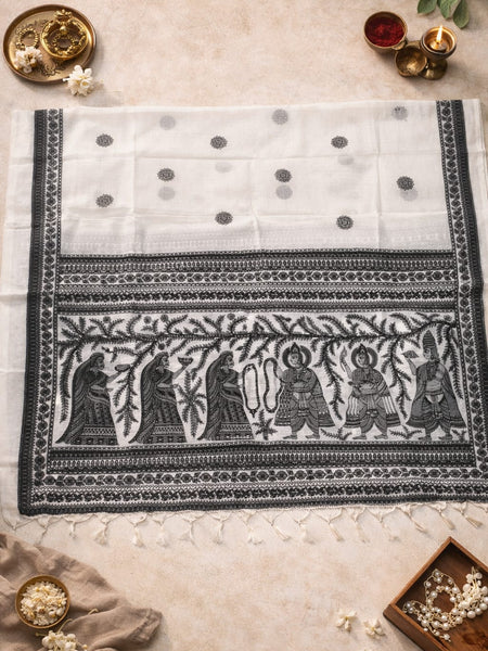 Kalamkari Printed Art Silk Dupatta for Women