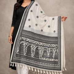 Kalamkari Printed Art Silk Dupatta for Women