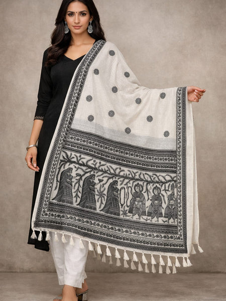 Kalamkari Printed Art Silk Dupatta for Women