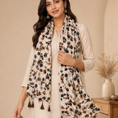 Premium Silk Printed Tassel Scarf for Women
