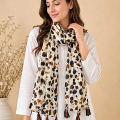 Premium Silk Printed Tassel Scarf for Women