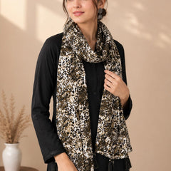 Premium Silk Printed Tassel Scarf for Women