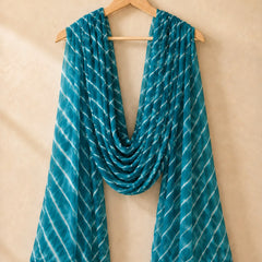 Chiffon Leheriya Printed Dupatta with Pom Pom Lace