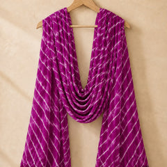 Chiffon Leheriya Printed Dupatta with Pom Pom Lace