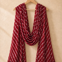 Chiffon Leheriya Printed Dupatta with Pom Pom Lace |