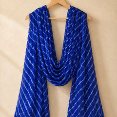 Chiffon Leheriya Printed Dupatta with Pom Pom Lace