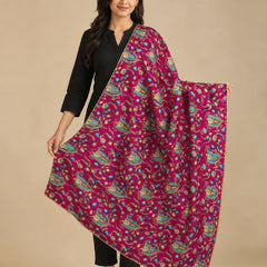 Women’s Art Silk Bird Printed Dupatta with Zari and Sequin Work | Traditional Rajwadi Style Festive Dupatta
