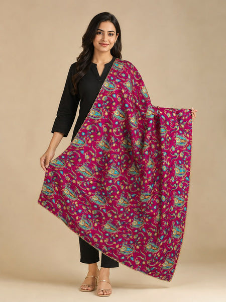 Women’s Art Silk Bird Printed Dupatta with Zari and Sequin Work | Traditional Rajwadi Style Festive Dupatta