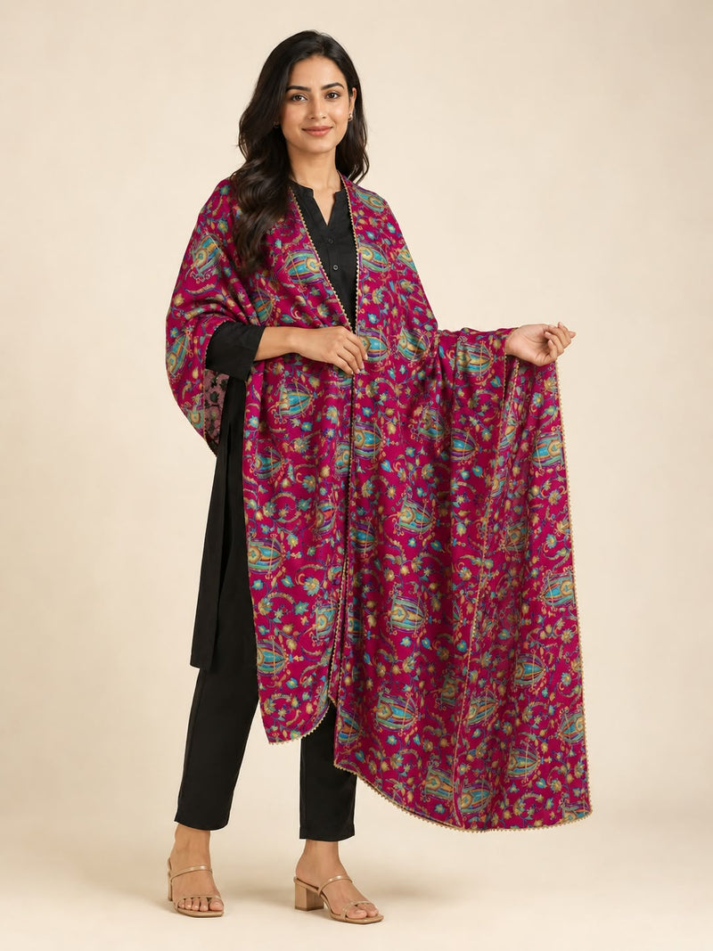 Women’s Art Silk Bird Printed Dupatta with Zari and Sequin Work | Traditional Rajwadi Style Festive Dupatta