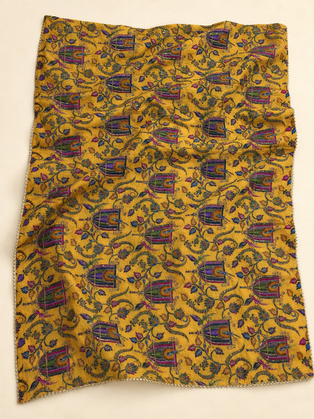 Women’s Art Silk Bird Printed Dupatta with Zari and Sequin Work | Traditional Rajwadi Style Festive Dupatta