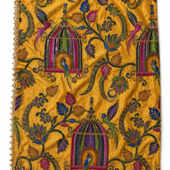 Women’s Art Silk Bird Printed Dupatta with Zari and Sequin Work | Traditional Rajwadi Style Festive Dupatta