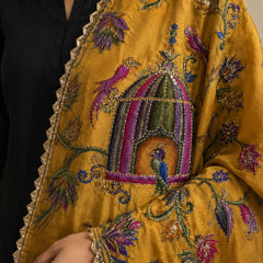 Women’s Art Silk Bird Printed Dupatta with Zari and Sequin Work | Traditional Rajwadi Style Festive Dupatta
