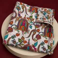 Women’s Art Silk Bird Printed Dupatta with Zari and Sequin Work | Traditional Rajwadi Style Festive Dupatta