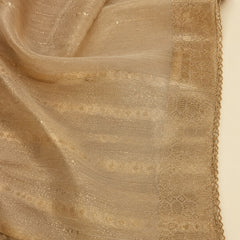 Women’s Beige Chanderi Cotton Dupatta with Golden Zari Border | Traditional Ethnic Dupatta for Festive & Wedding Wear