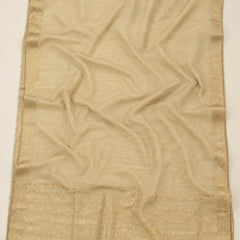 Women’s Beige Chanderi Cotton Dupatta with Golden Zari Border | Traditional Ethnic Dupatta for Festive & Wedding Wear