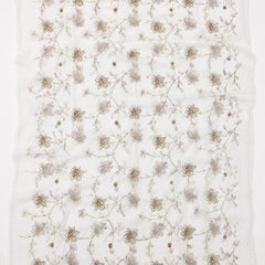 Women’s White Malmal Cotton Dupatta with Multicolor Floral Thread Work | Soft Lightweight Embroidered Dupatta