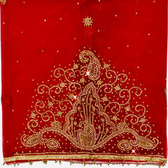 Red Bridal Heavy Stone Work Dupatta with Golden Embroidery
