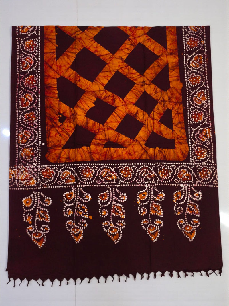 Handcrafted Traditional Bandhej Batik Design Shwal