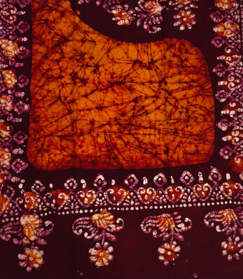 Maroon & Orange Batik Shawl – Soft Cotton Ethnic Wrap