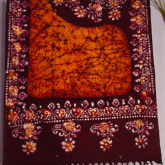Maroon & Orange Batik Shawl – Soft Cotton Ethnic Wrap
