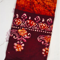 Maroon & Orange Batik Shawl – Soft Cotton Ethnic Wrap