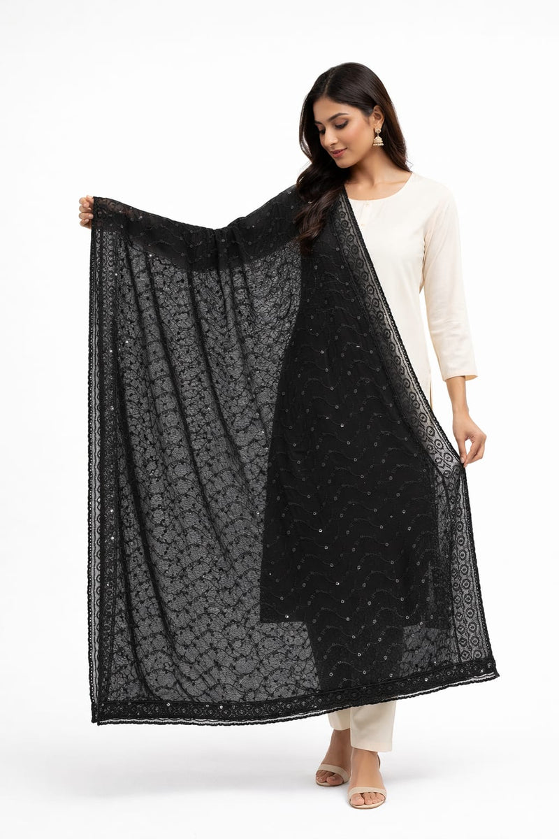 Georgette Thread & Sequence Work Dupatta – Elegant Embroidered Designer Dupatta