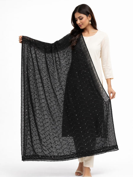 Georgette Thread & Sequence Work Dupatta – Elegant Embroidered Designer Dupatta