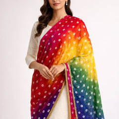 Premium Silk Multicolor Bandhani Dupatta for Women