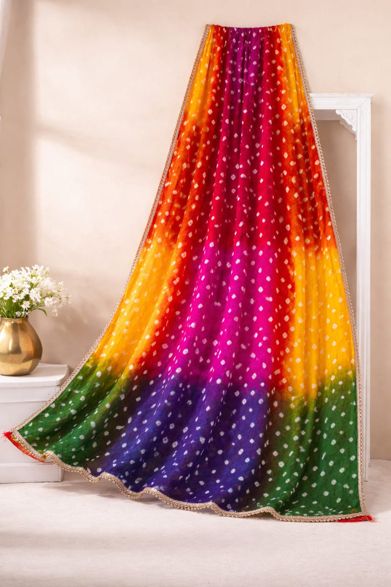 Premium Silk Multicolor Bandhani Dupatta for Women