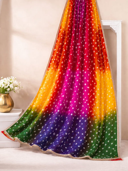 Premium Silk Multicolor Bandhani Dupatta for Women