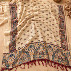 Kalamkari Printed Art Silk Dupatta for Women.