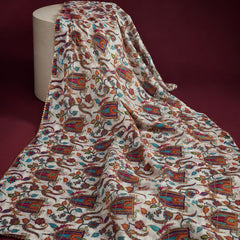 Women’s Art Silk Bird Printed Dupatta with Zari and Sequin Work | Traditional Rajwadi Style Festive Dupatta