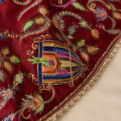 Women’s Art Silk Bird Printed Dupatta with Zari and Sequin Work | Traditional Rajwadi Style Festive Dupatta
