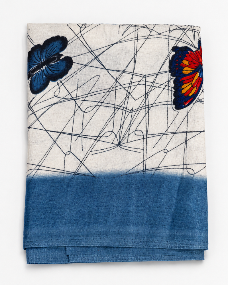 Art Silk Butterfly Printed Dupatta with Contrast Border & Tassels for Women