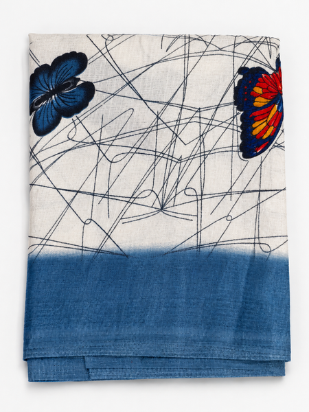 Art Silk Butterfly Printed Dupatta with Contrast Border & Tassels for Women