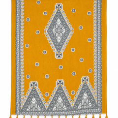 Women’s Yellow Art Silk Traditional Printed Dupatta with Contrast Border and Tassels