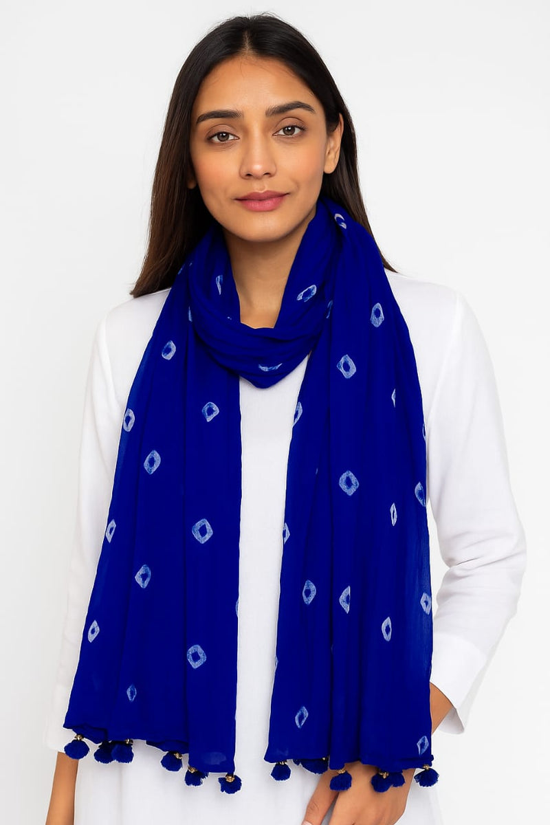 Elegant Chiffon Chunari Printed Dupatta with Tassels | Lightweight Festive Dupatta for Women