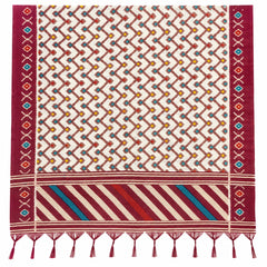 Women’s Art Silk Geometric Printed Dupatta with Contrast Border and Tassels