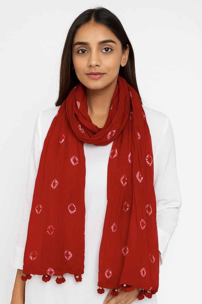 Elegant Chiffon Chunari Printed Dupatta with Tassels | Lightweight Festive Dupatta for Women