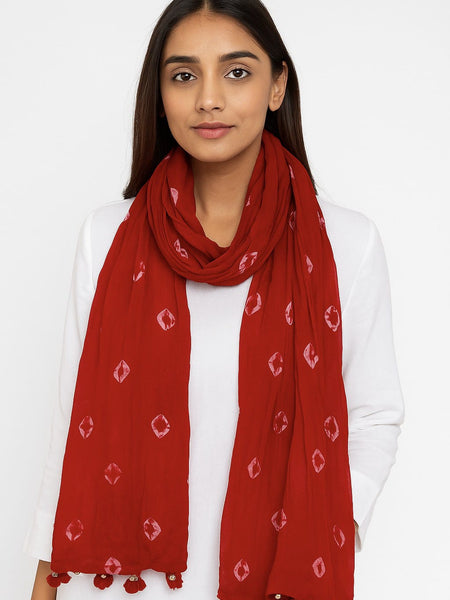 Elegant Chiffon Chunari Printed Dupatta with Tassels | Lightweight Festive Dupatta for Women