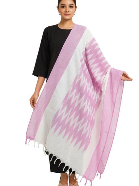 Handwoven Ikat Cotton Dupatta for Women –Soft Pure Cotton Dupatta | Lightweight Daily Wear & Ethnic Festive Dupatta