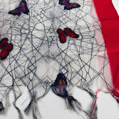 Art Silk Butterfly Printed Dupatta with Contrast Border & Tassels for Women