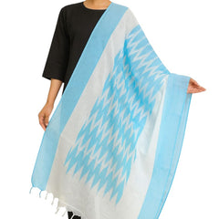 Handwoven Ikat Cotton Dupatta for Women –Soft Pure Cotton Dupatta | Lightweight Daily Wear & Ethnic Festive Dupatta