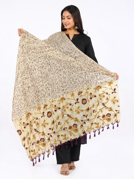 Women’s Art Silk Printed Dupatta with Floral Border and Tassels