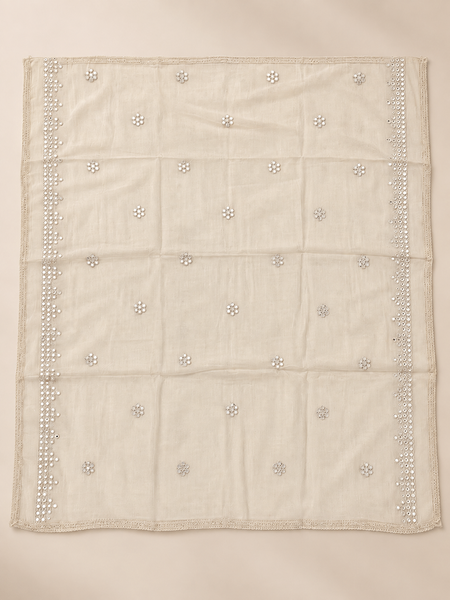 Cotton Dupatta with Sequin Mirror Work & Lace Border