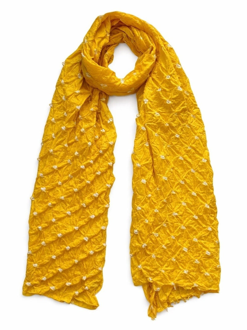 Mustard Yellow Bandhani Style Cotton Dupatta for Women